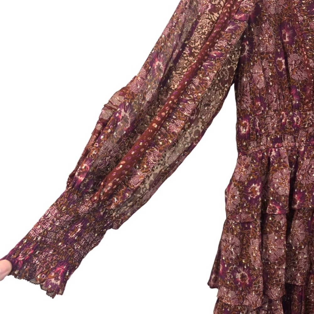 Ulla Johnson Brisa Mini Dress in Claret Patchwork Size 6 - Picture 10 of 15